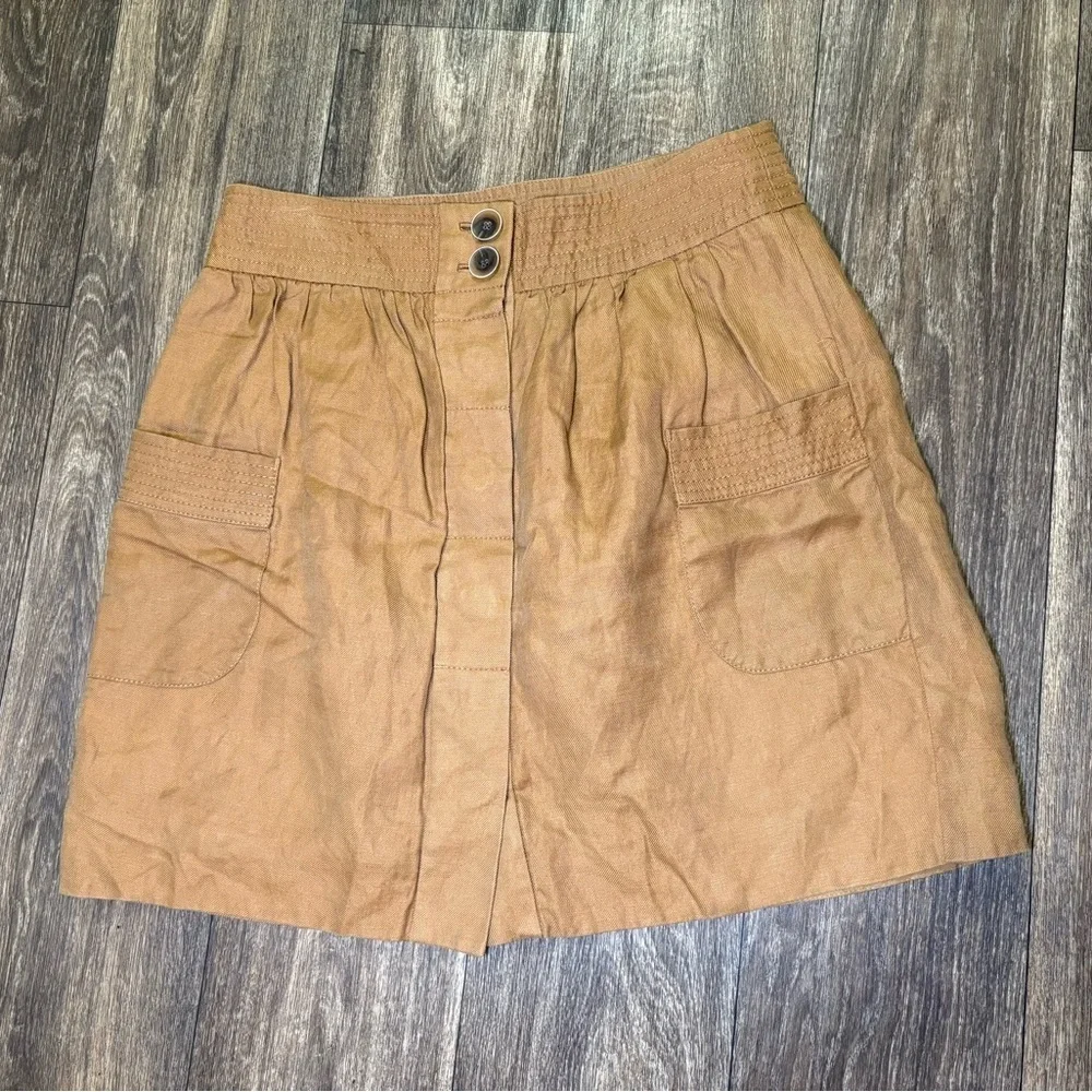 J. Crew Linen Blend A-Line Skirt Toffee (Brown) Size 8